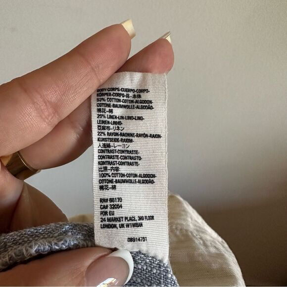 Free People Paradise High Rise Blue Pants Size Small Cotton Linen Blend - Picture 11 of 12